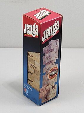 Vtg Jenga Game 1986 Milton Bradley Precision Crafted 54 pcs Hardwood Blocks USA